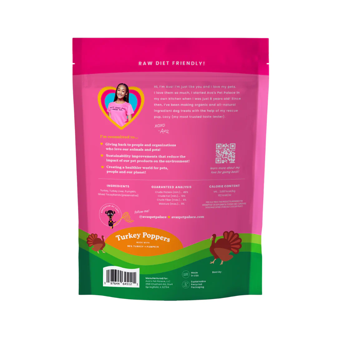 Ava's Pet Palace Freeze Dried Dog Treats - Turkey Poppers (3oz) - Image 5