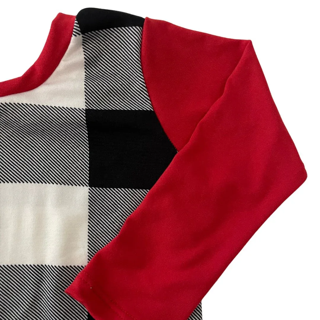 B/W Buffalo Plaid Zip Romper - Image 2