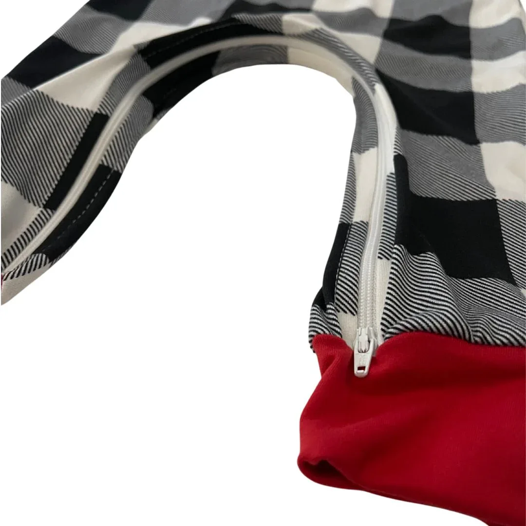 B/W Buffalo Plaid Zip Romper - Image 3