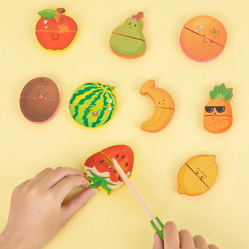 Baby Busy Board Diy Accessories Fruit Games Wooden Toys - Image 3
