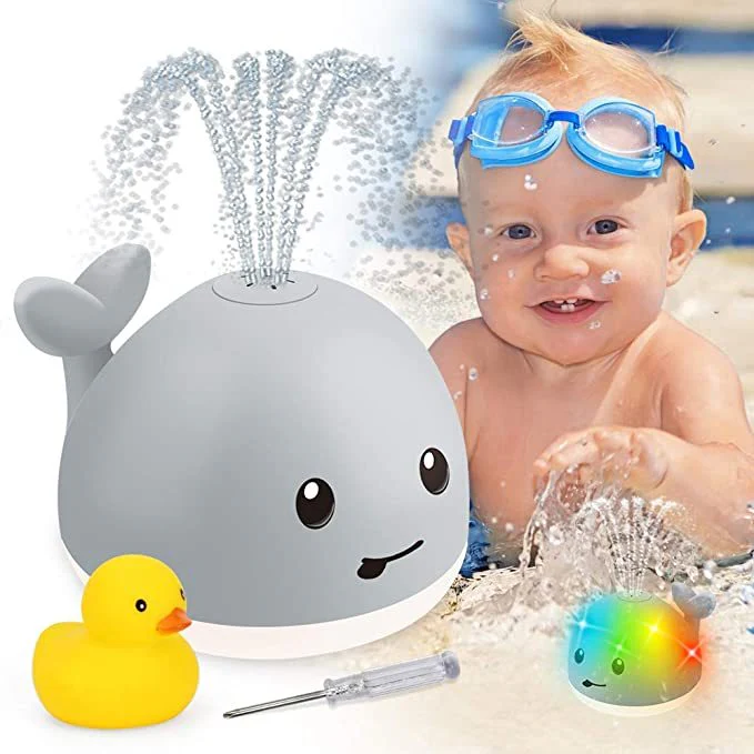 Baby Cute Cartoon Whale Floating Spraying Water Bath Toys With Light Music LED Light Baby Toys - Image 2