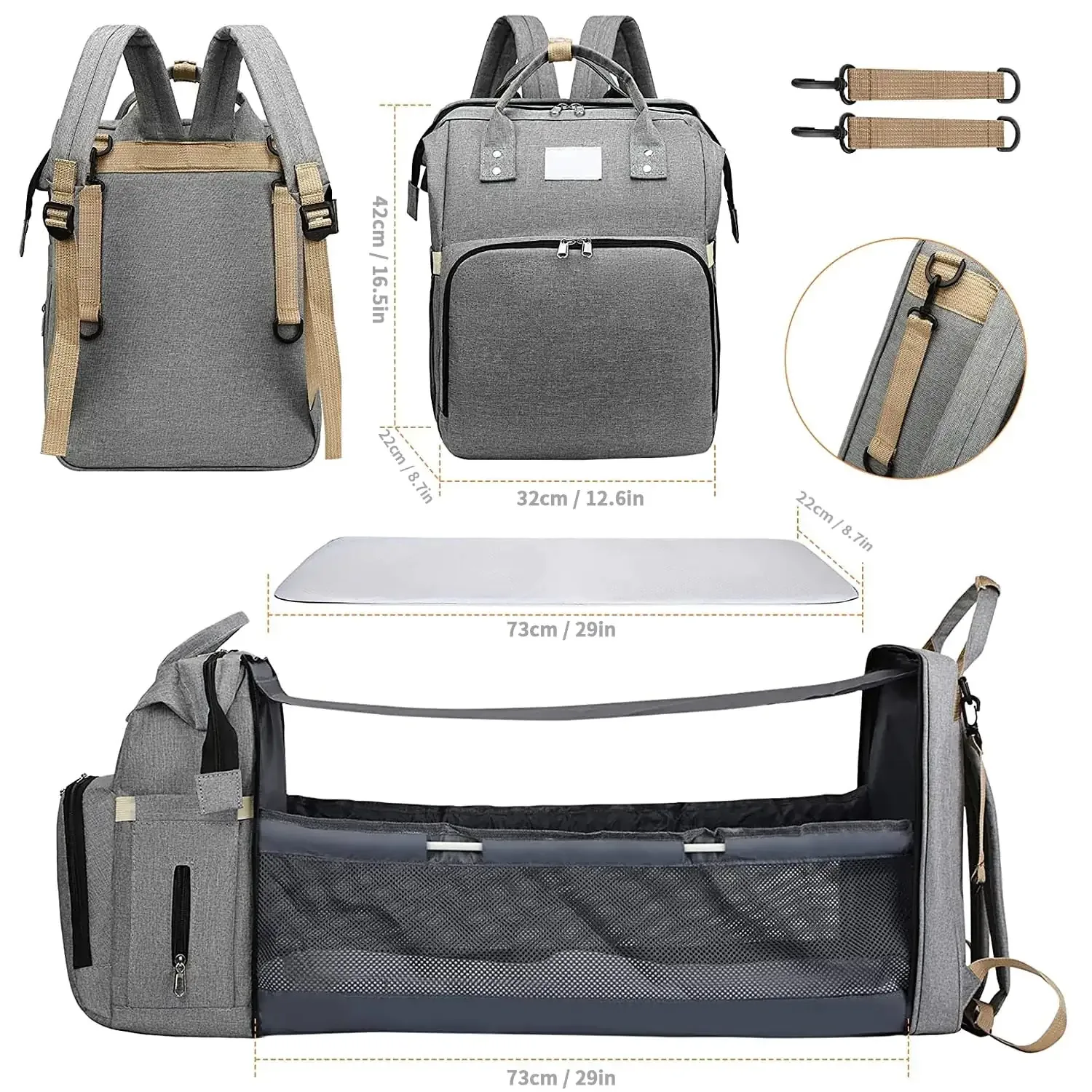 Baby Diaper Bag - Foldable Baby Bed - # BAGEG11610003 - Image 3