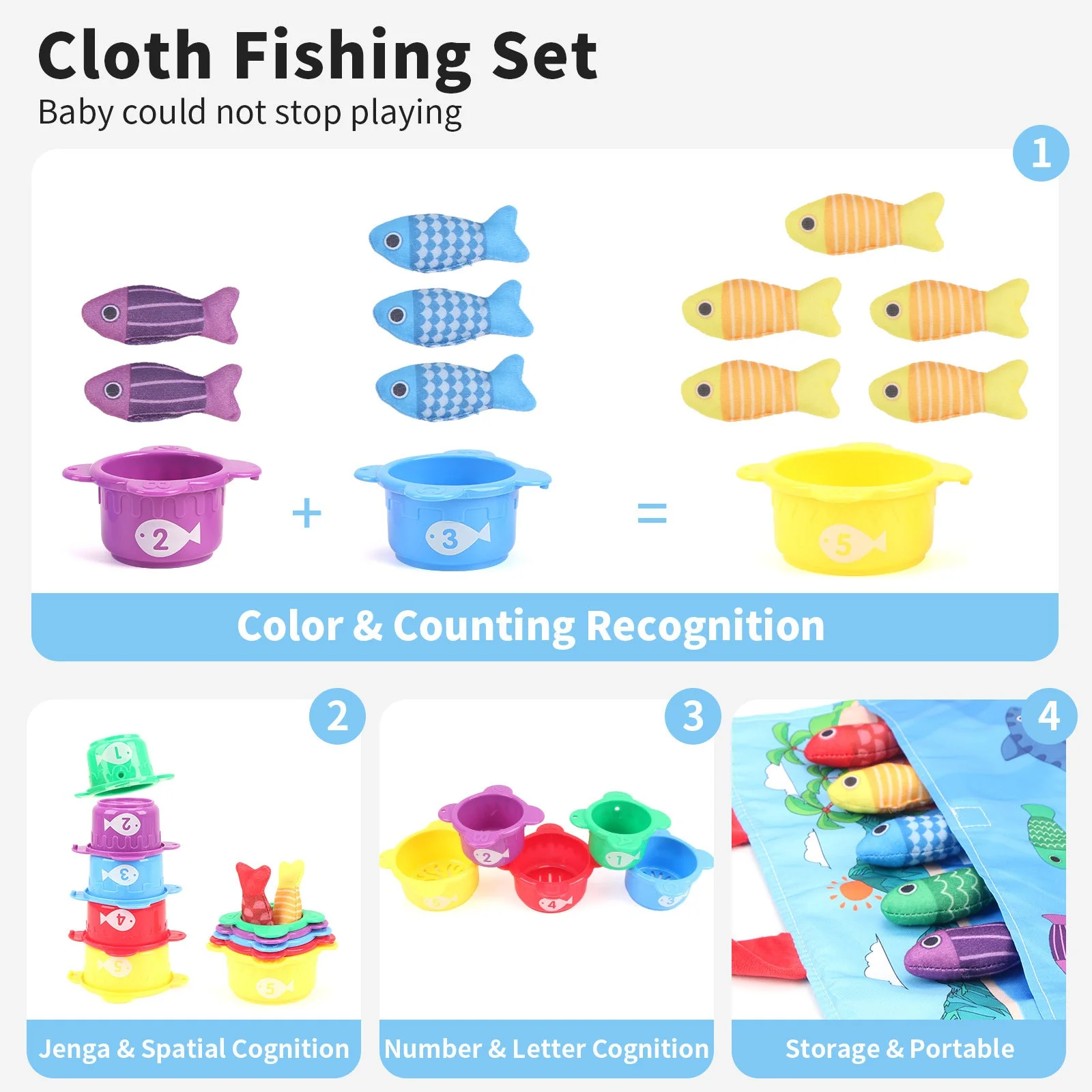 Baby Fishing Toys Three-dimensional Fabric Crawling Early Education Enlightenment - Image 5