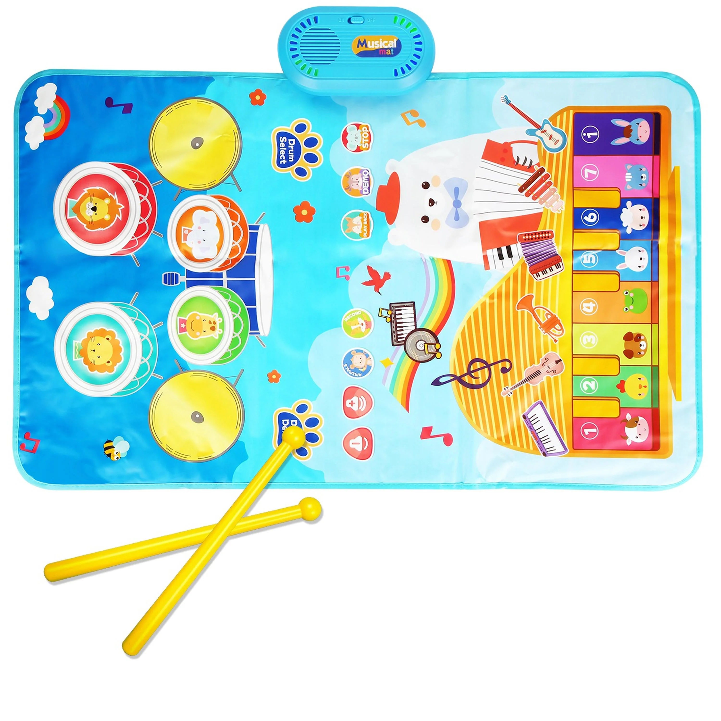 Baby Musical Mat with 55 Sounds, Toddler Piano Keyboard Drum Mat for 1-2 Years - Image 2