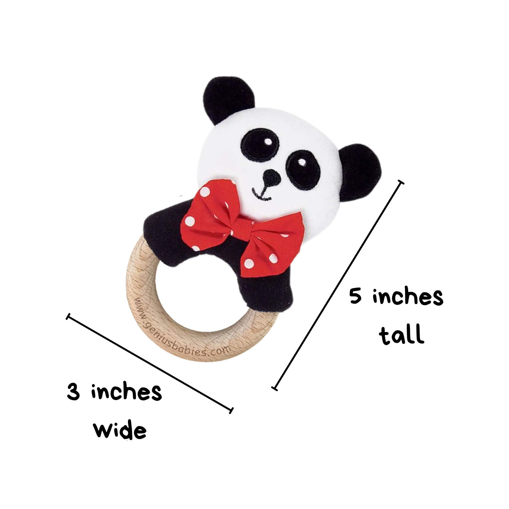 Baby Rattle in High-Contrast Black, White, Red (Beechwood) - Image 2