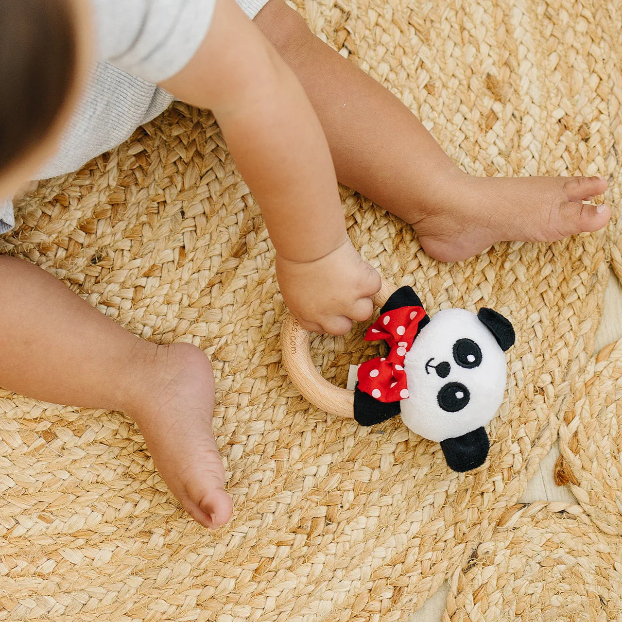 Baby Rattle in High-Contrast Black, White, Red (Beechwood) - Image 4
