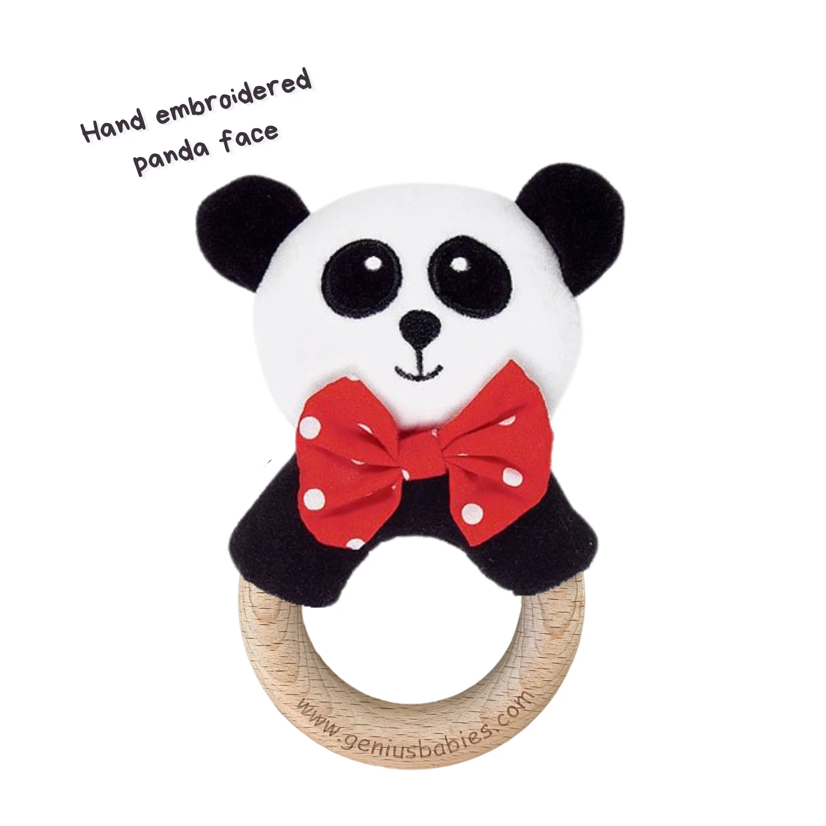 Baby Rattle in High-Contrast Black, White, Red (Beechwood) - Image 5