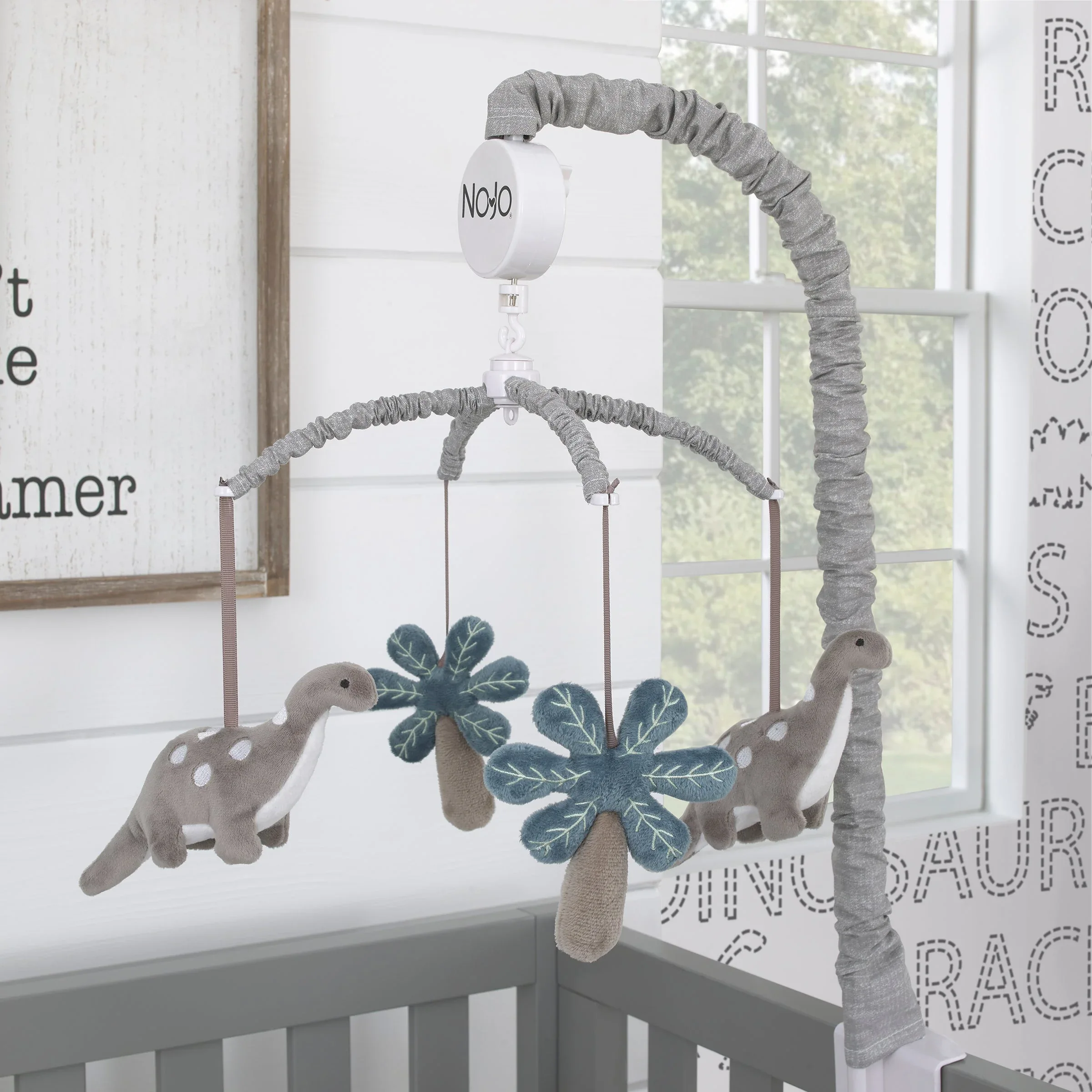 Baby-Saurus Gray Brontosaurus and Palm Tree Musical Mobile - Image 2