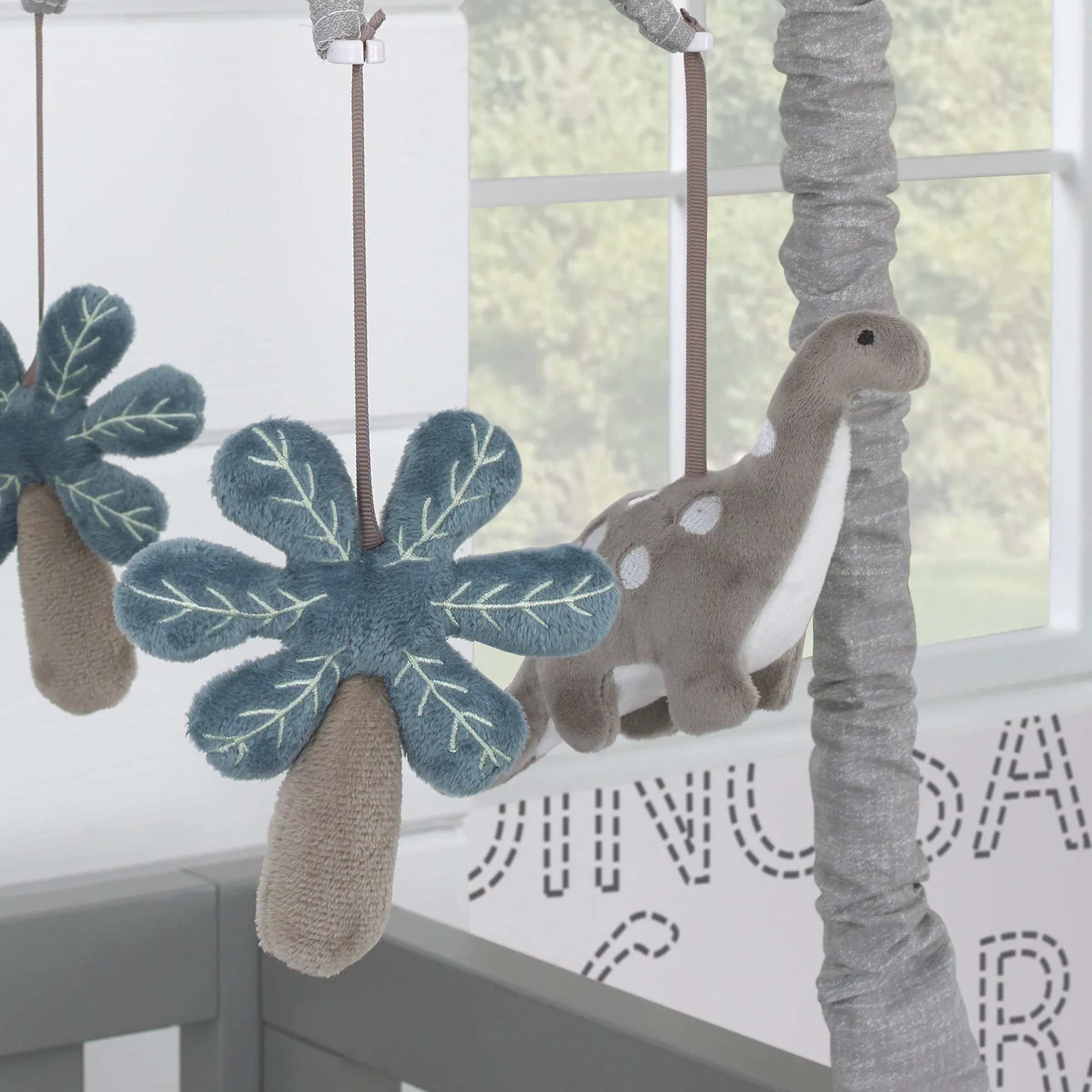 Baby-Saurus Gray Brontosaurus and Palm Tree Musical Mobile - Image 3