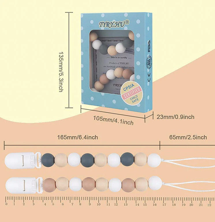 Baby Silicone Pacifier Chain, Baby Soothing Toys, Molars - Image 2