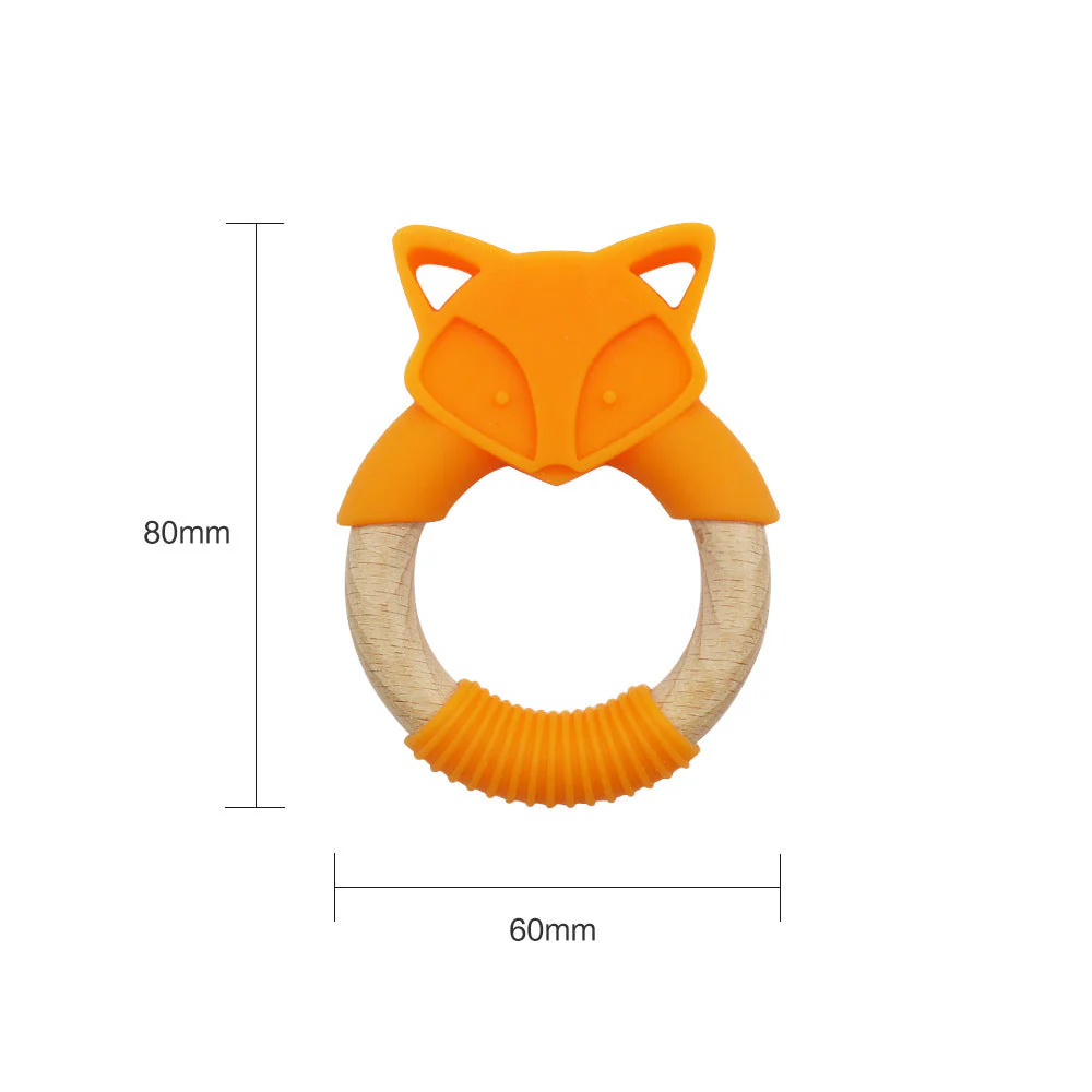 Baby Silicone Wood Ring Fox Baby Teether Molar Stick Toy - Image 4