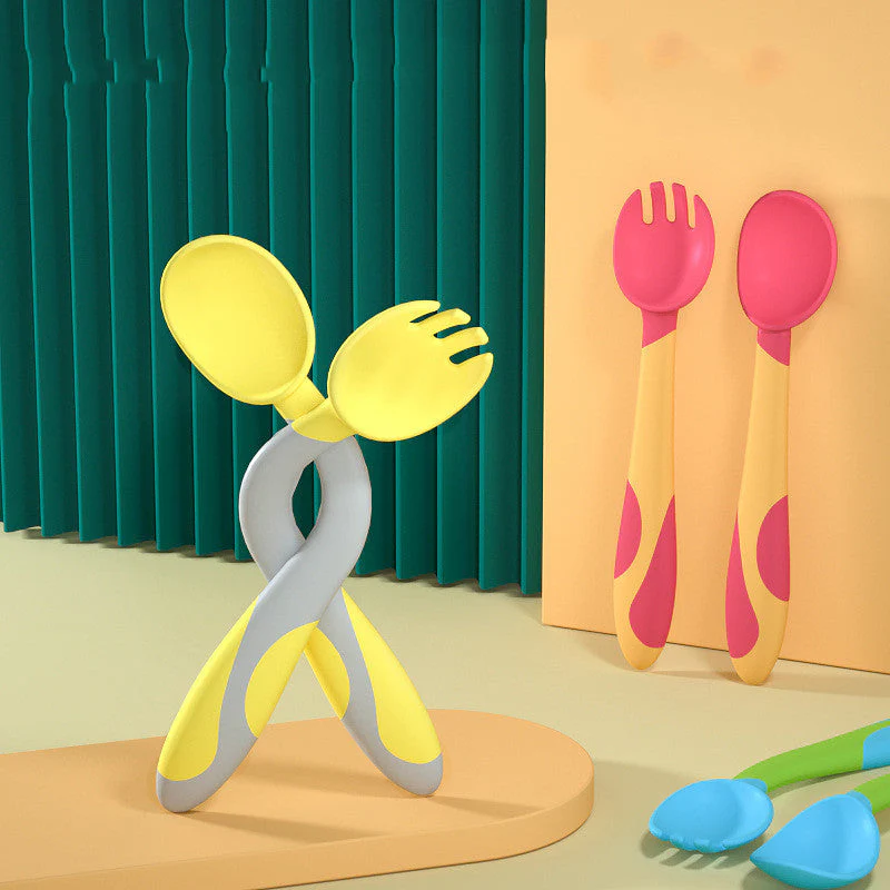 Baby Training Fork Spoon Twist Spoon Children's Tableware Set - Image 2
