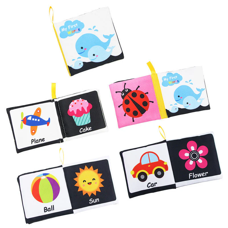 Baby Visual Excitement Cloth Book Montessori Baby Toys Black White Enlightenment Educational Rattle Book Toy Toddler Sensory Toy - Image 5
