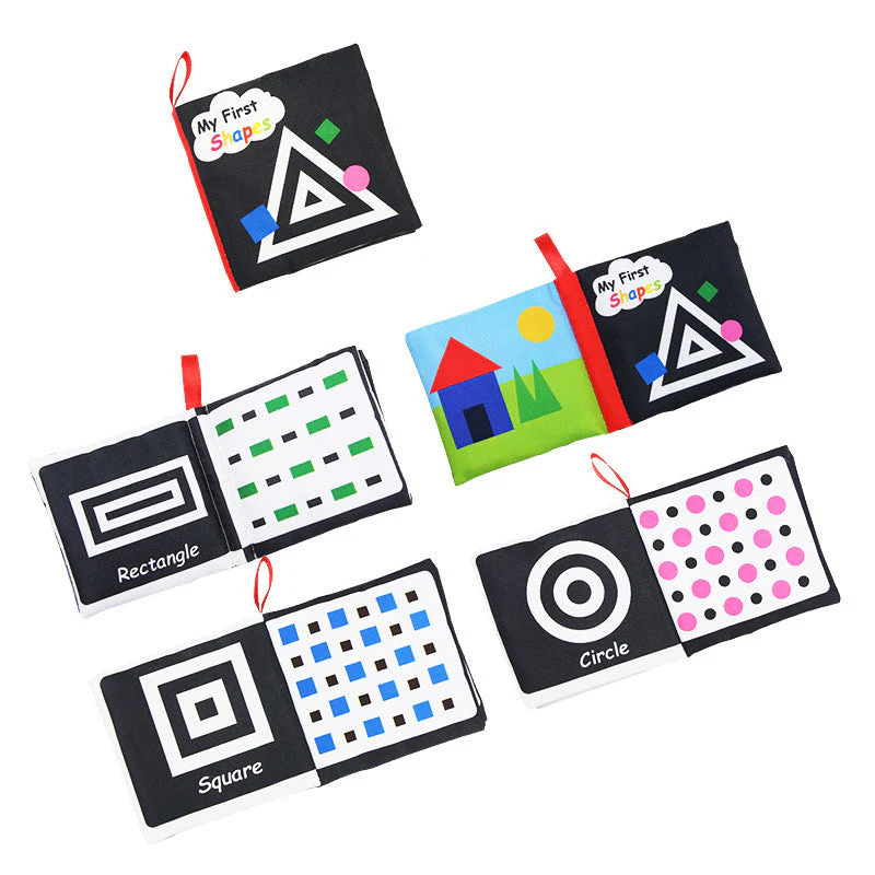 Baby Visual Excitement Cloth Book Montessori Baby Toys Black White Enlightenment Educational Rattle Book Toy Toddler Sensory Toy - Image 6