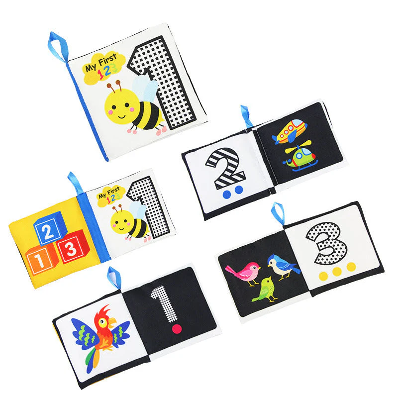Baby Visual Excitement Cloth Book Montessori Baby Toys Black White Enlightenment Educational Rattle Book Toy Toddler Sensory Toy - Image 7