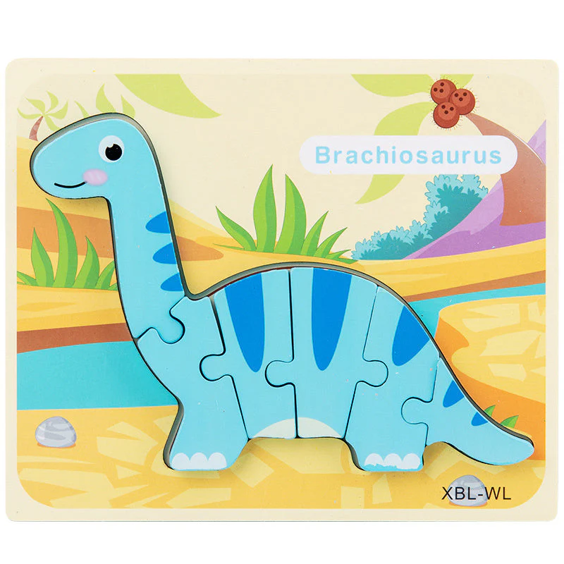 Baby Wooden Cartoon Dinosaur 3D Puzzle Jigsaw for Kids Montessori Early Learning Educational Puzzle Toys - Image 11