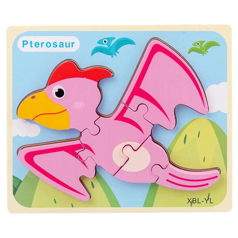 Baby Wooden Cartoon Dinosaur 3D Puzzle Jigsaw for Kids Montessori Early Learning Educational Puzzle Toys - Image 12