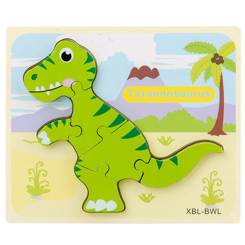 Baby Wooden Cartoon Dinosaur 3D Puzzle Jigsaw for Kids Montessori Early Learning Educational Puzzle Toys - Image 13