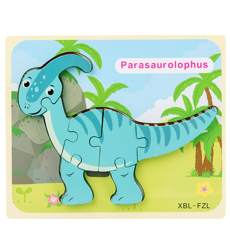 Baby Wooden Cartoon Dinosaur 3D Puzzle Jigsaw for Kids Montessori Early Learning Educational Puzzle Toys - Image 15
