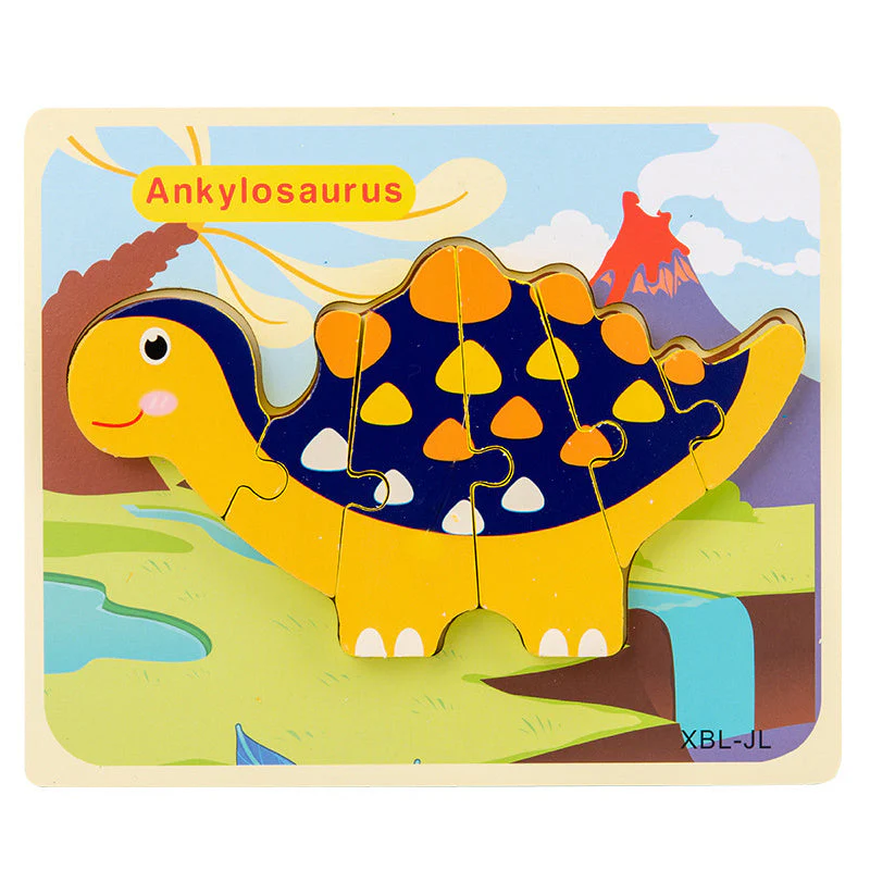 Baby Wooden Cartoon Dinosaur 3D Puzzle Jigsaw for Kids Montessori Early Learning Educational Puzzle Toys - Image 6