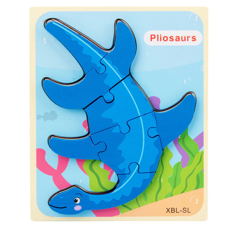 Baby Wooden Cartoon Dinosaur 3D Puzzle Jigsaw for Kids Montessori Early Learning Educational Puzzle Toys - Image 8