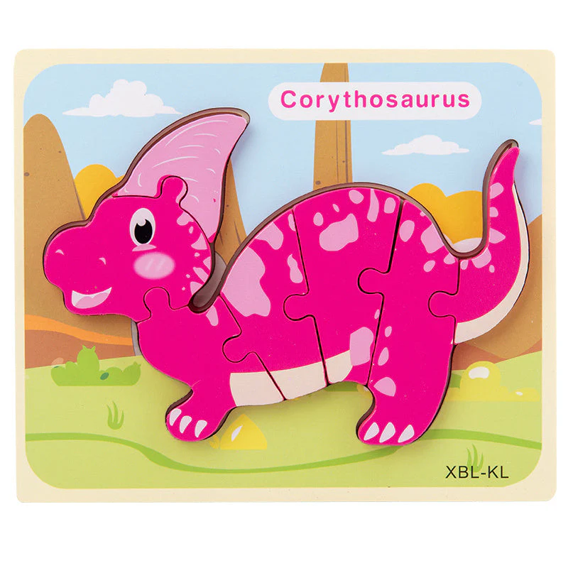 Baby Wooden Cartoon Dinosaur 3D Puzzle Jigsaw for Kids Montessori Early Learning Educational Puzzle Toys - Image 9