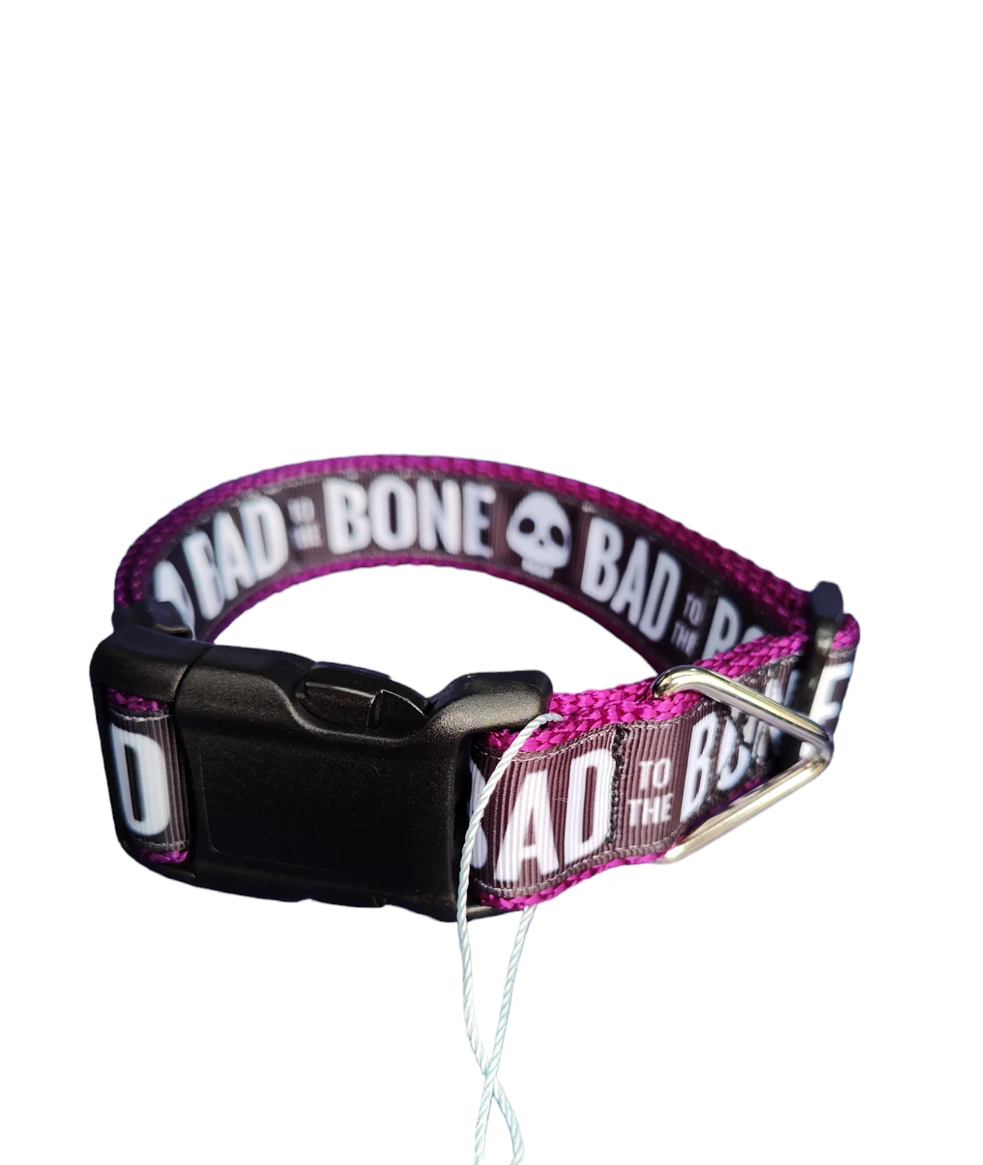 Bad To The Bone Purple Nylon Dog Collar MD, LG, XL, Leash - Image 3