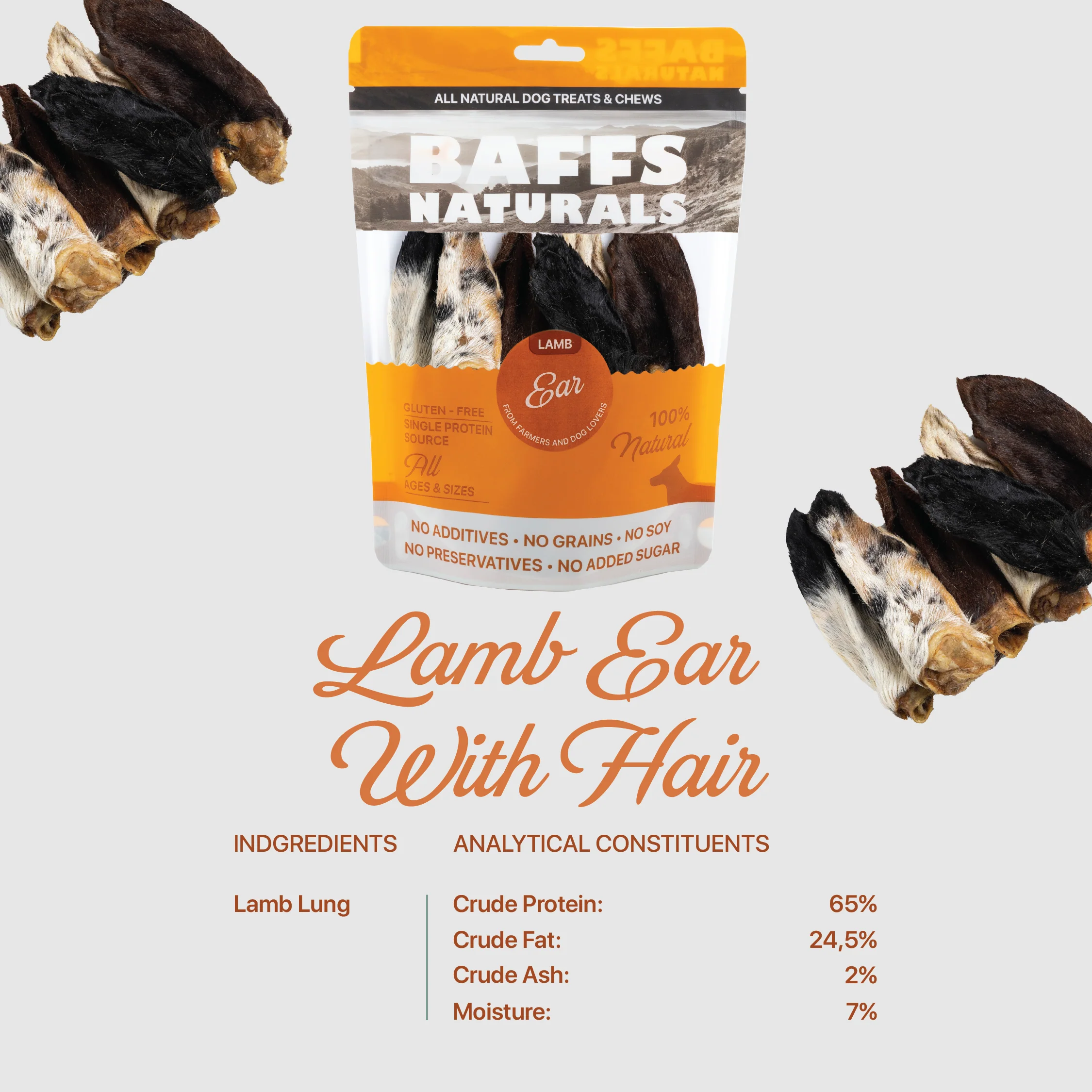 BAFFS NATURALS All-Natural Premium Lamb Ear Dog Chews – (3.5oz Bag) - Image 5