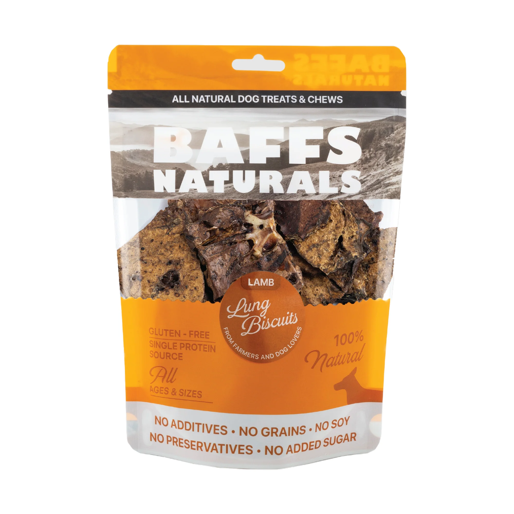 BAFFS NATURALS All-Natural Premium Lamb Lung Biscuits – 2 Pack (4oz Each) - Image 2