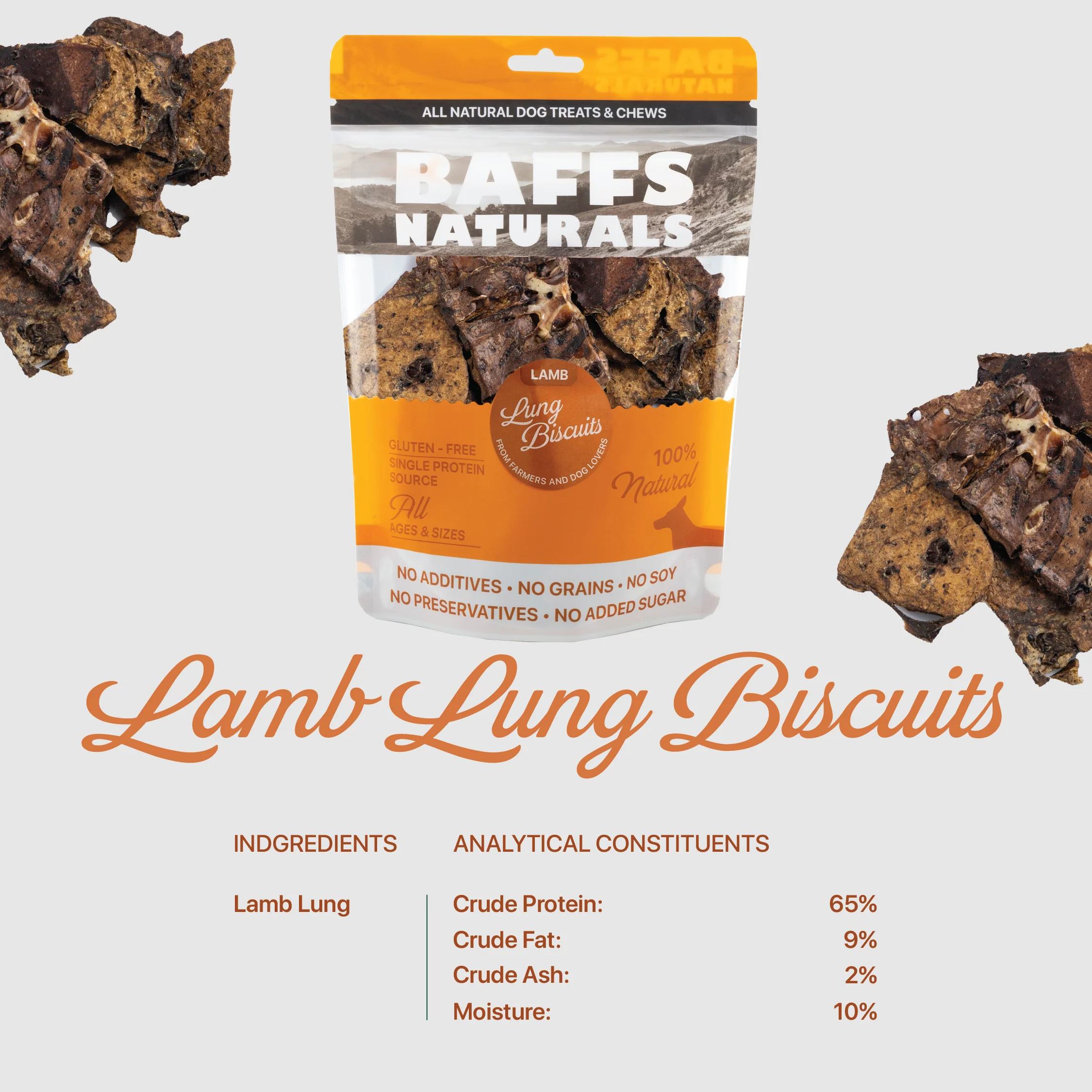BAFFS NATURALS All-Natural Premium Lamb Lung Biscuits – 2 Pack (4oz Each) - Image 5