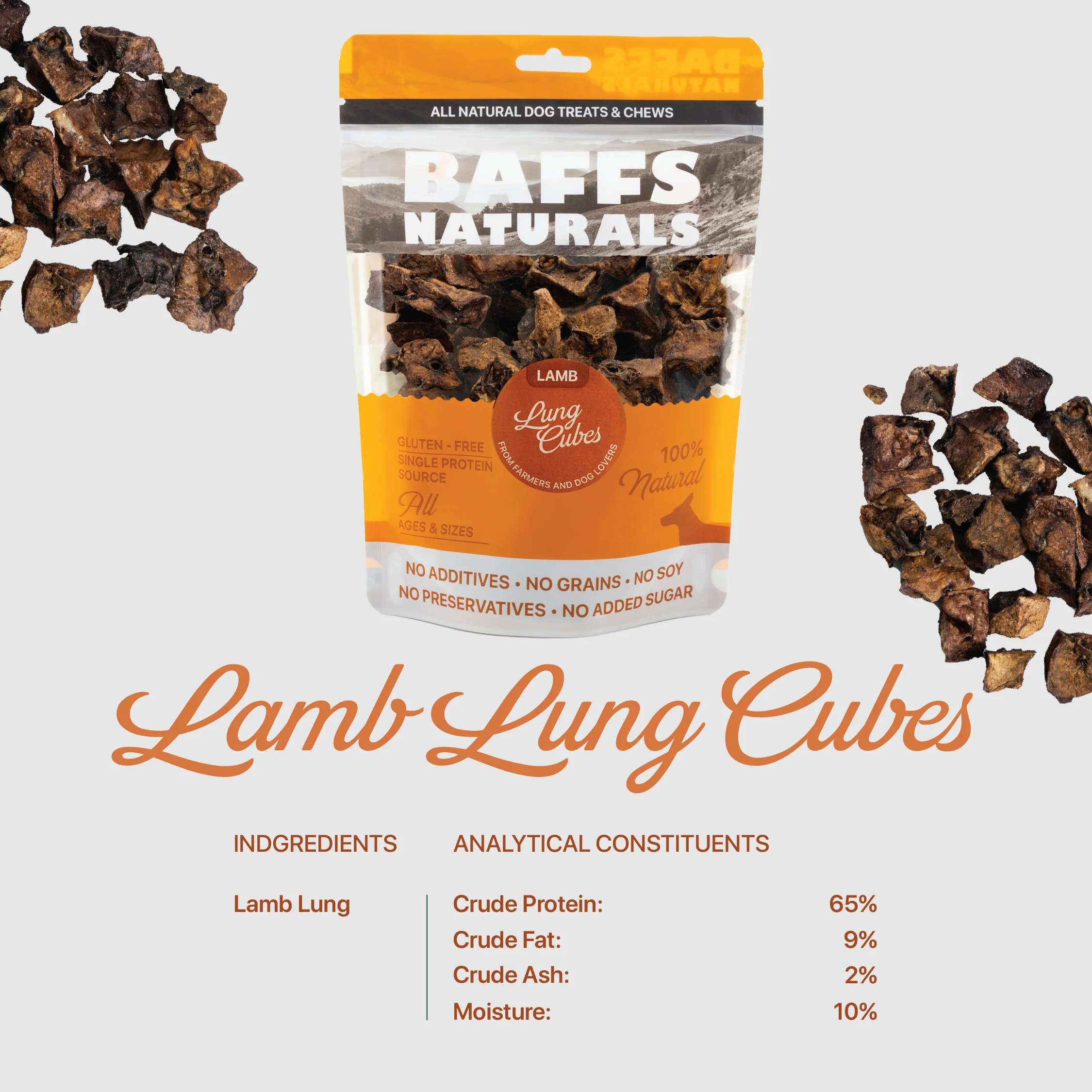 BAFFS NATURALS All-Natural Premium Lamb Lung Cubes – (7oz Bag) - Image 6