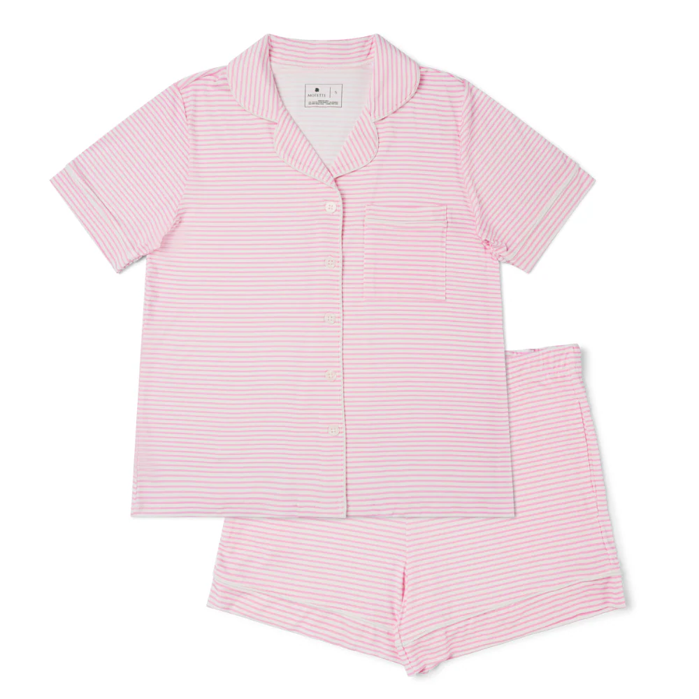 Ballet Stripe Short Sleeve & Shorts Bamboo Women's Pajama Set - Image 2