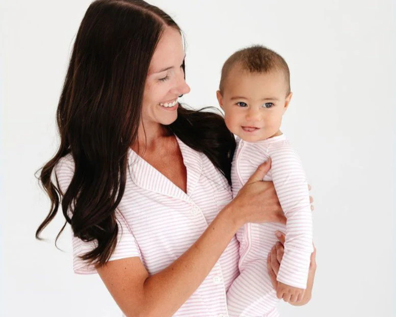 Ballet Stripe Short Sleeve & Shorts Bamboo Women's Pajama Set - Image 6
