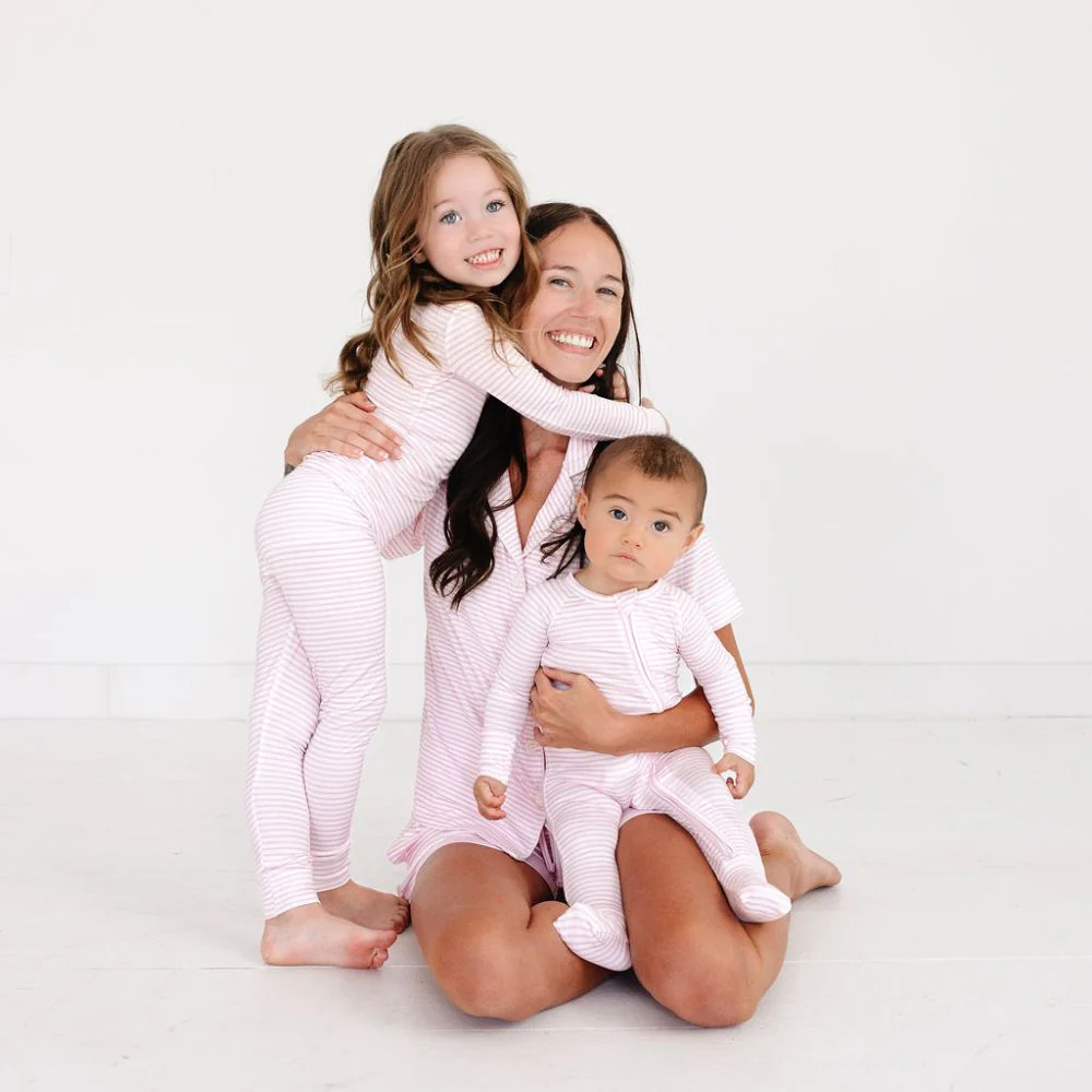 Ballet Stripe Short Sleeve & Shorts Bamboo Women's Pajama Set - Image 7