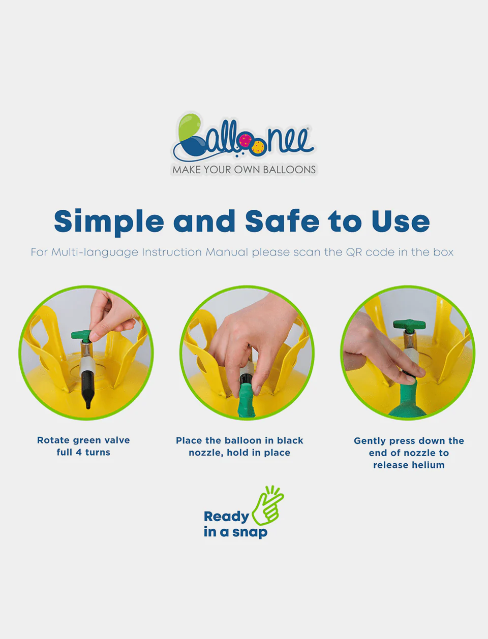Balloonee Jumbo Disposable Helium Party Kit - Combo Pack of 3 - Image 3