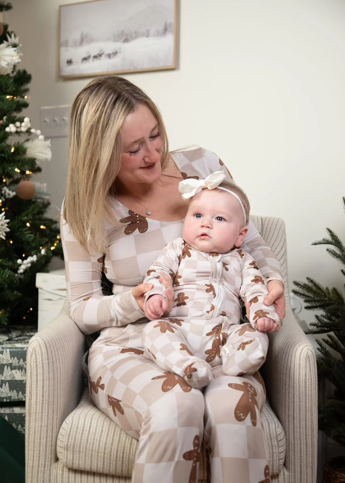 Bamboo Baby Christmas Sleepers | Matching Family Holiday Pajamas - Gingerbread - Image 3