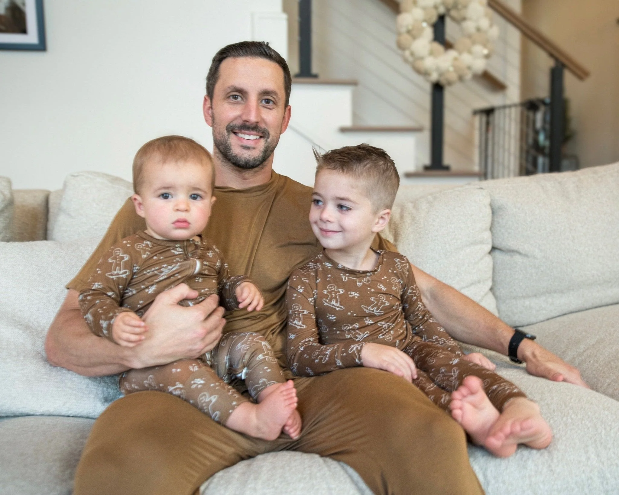 Bamboo Baby Christmas Sleepers | Matching Family Holiday Pajamas - Skating Gingerbread - Image 2