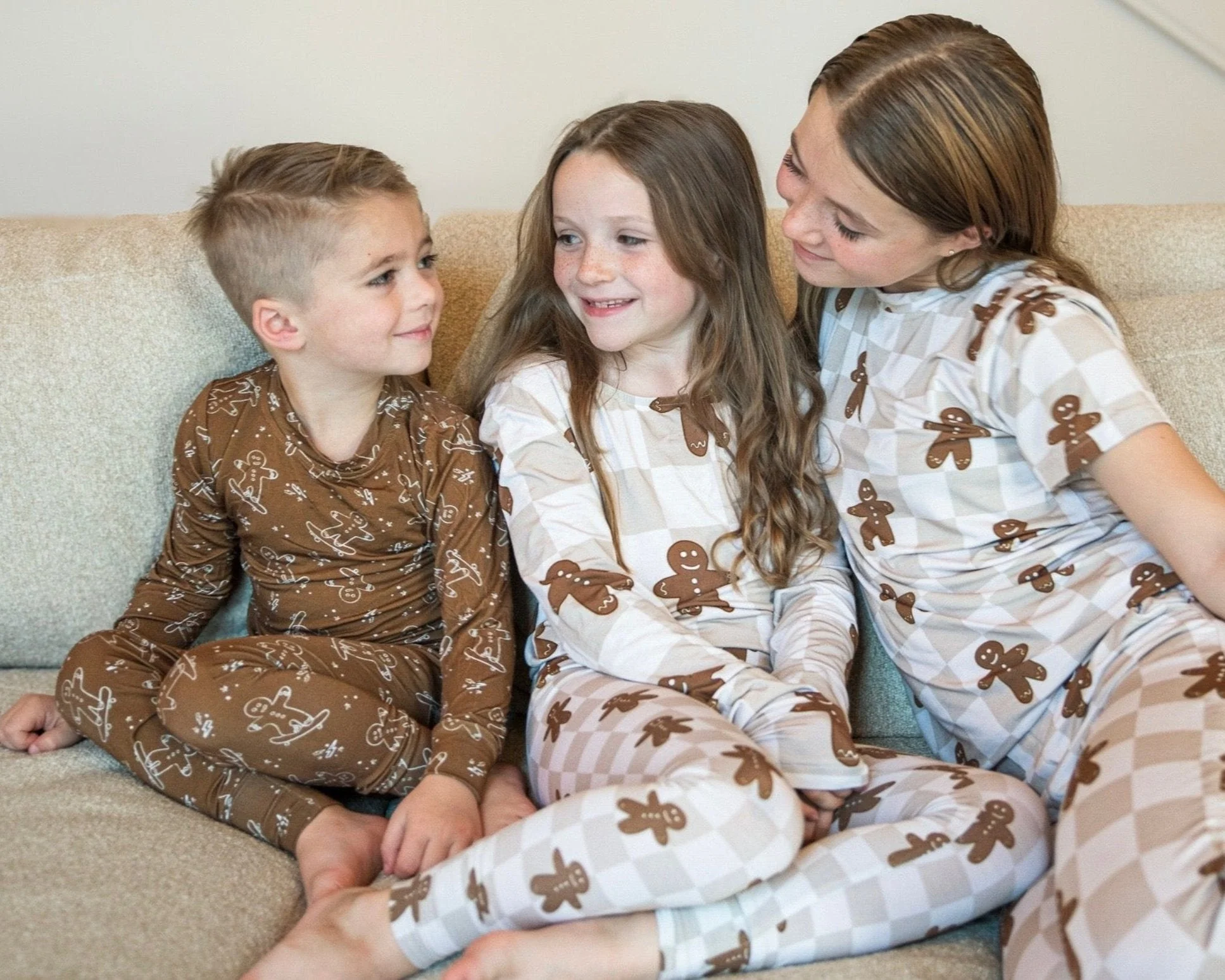 Bamboo Toddler and Kids Christmas Pajamas | Matching Family Holiday Set - Skating Gingerbread - Image 2