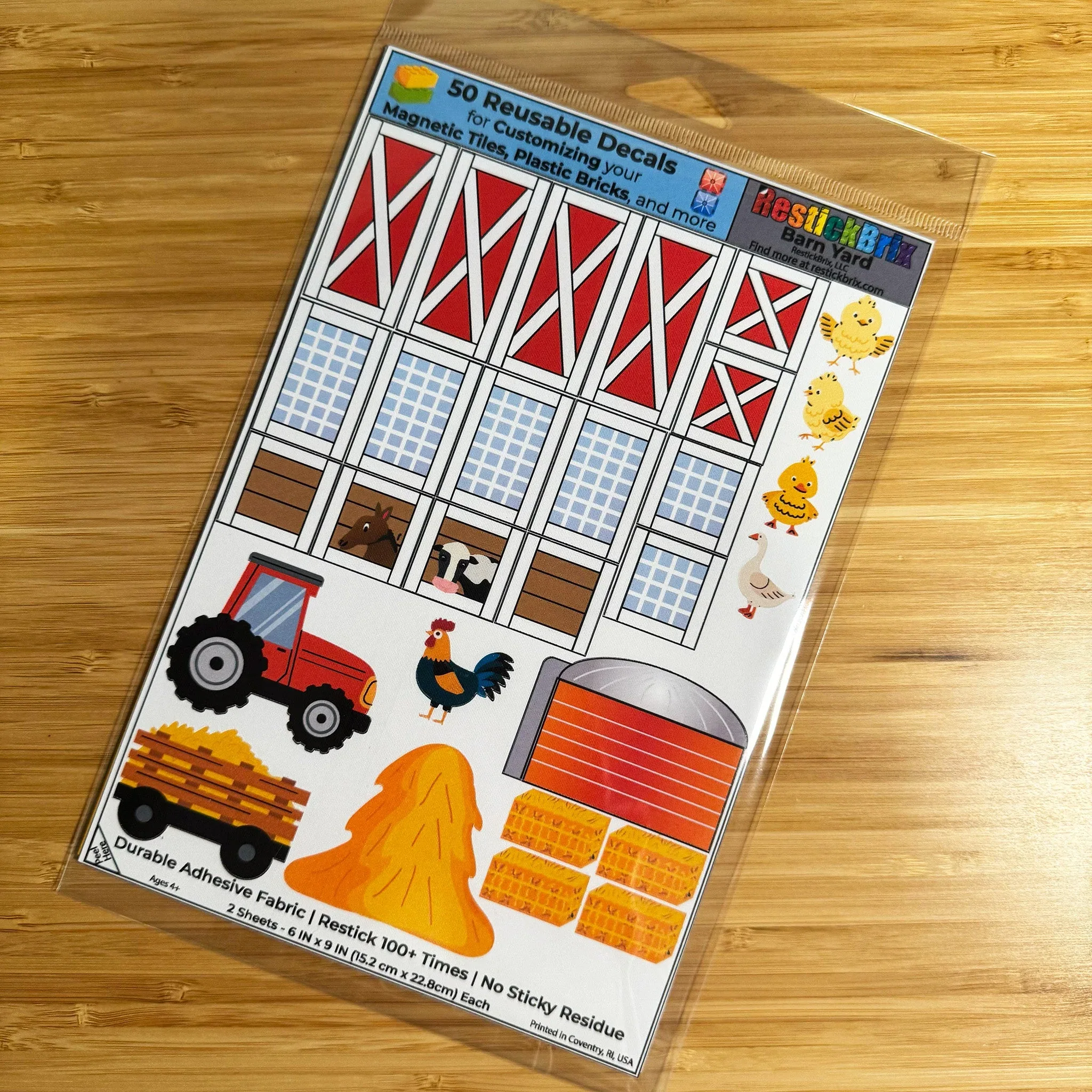Barn Yard: Reusable Decals for Customizing Magnetic Tiles, Plastic Bricks, and more - Image 2