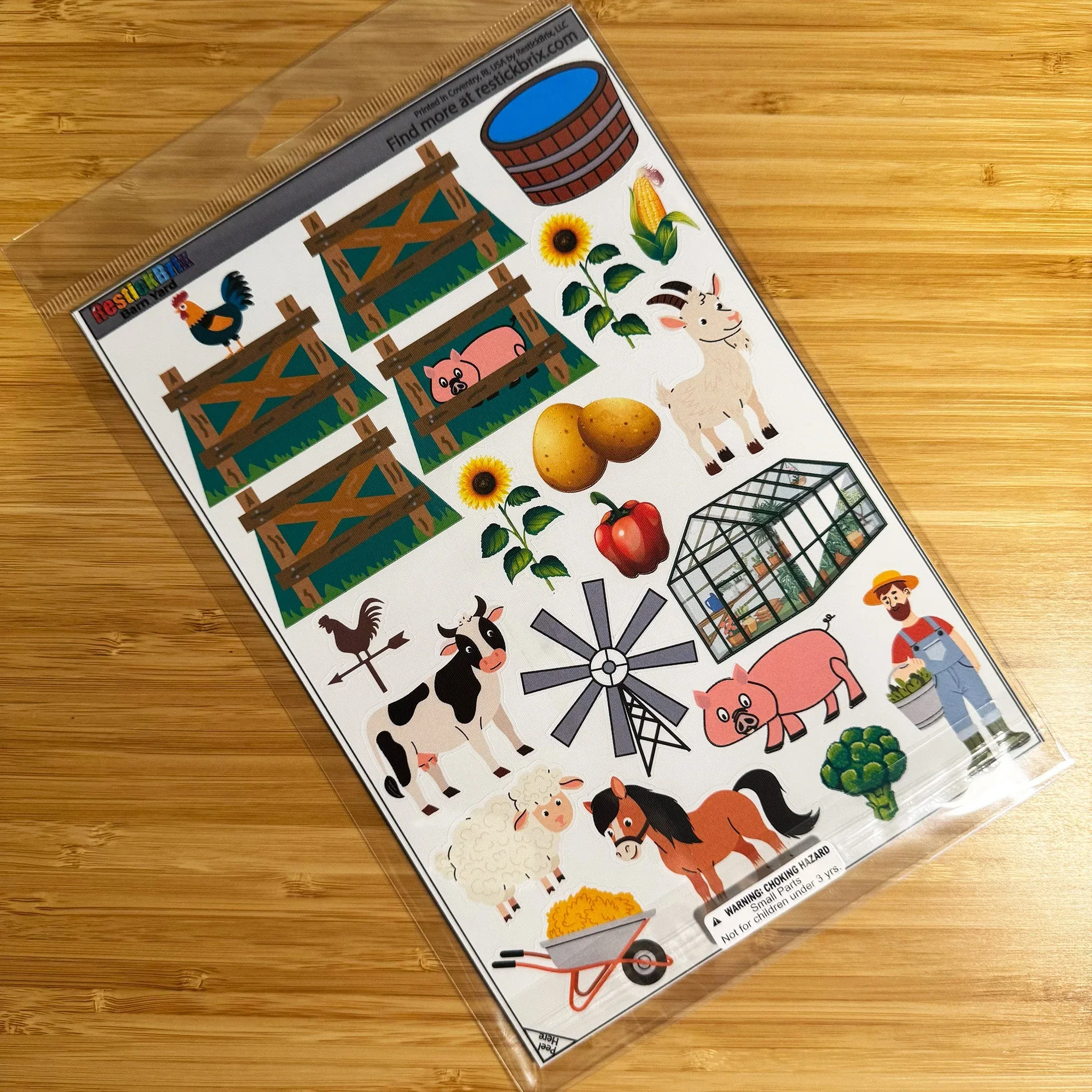 Barn Yard: Reusable Decals for Customizing Magnetic Tiles, Plastic Bricks, and more - Image 3