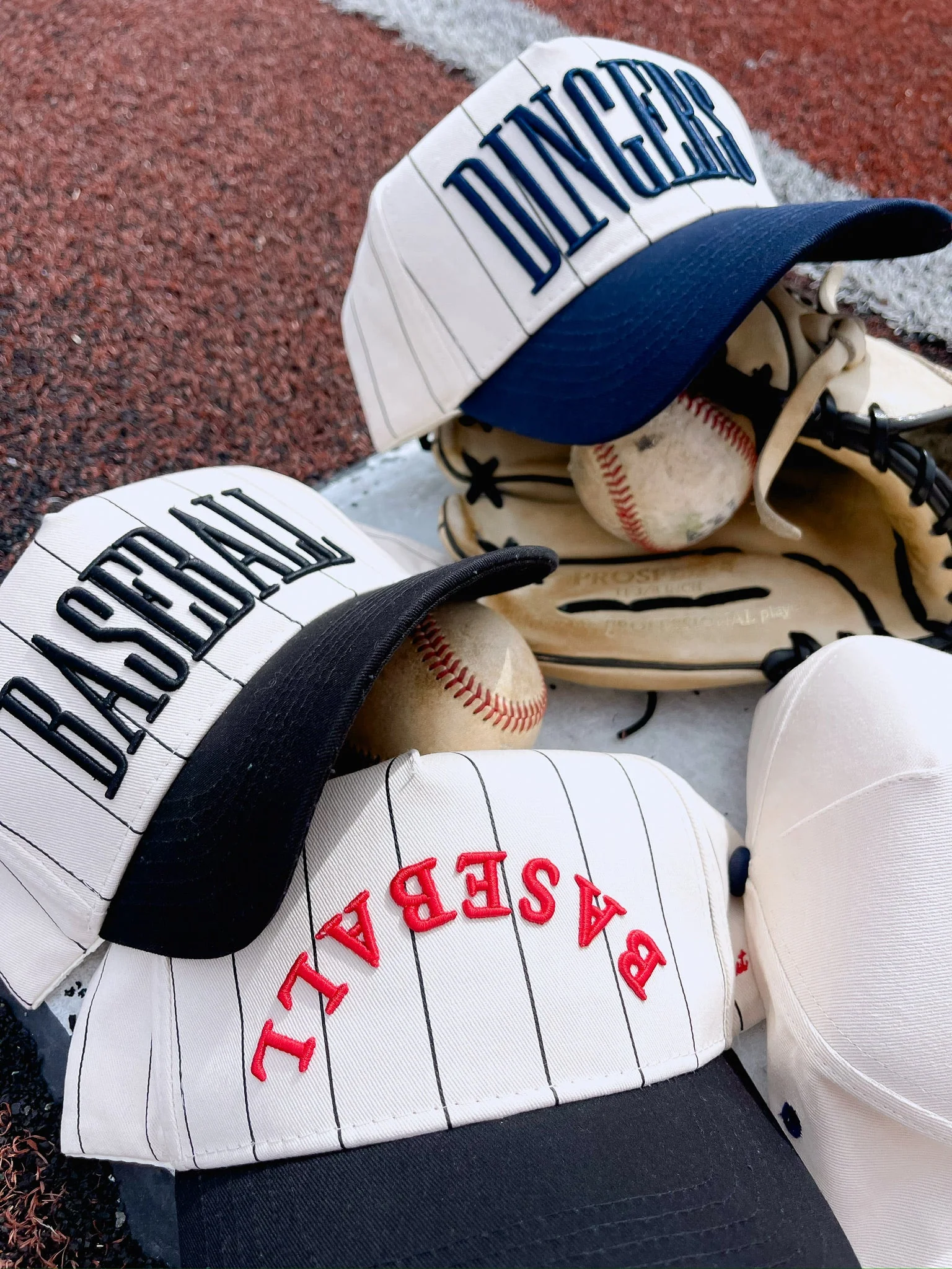 BASEBALL - Red on Black Stripe Vintage Hat - Image 9