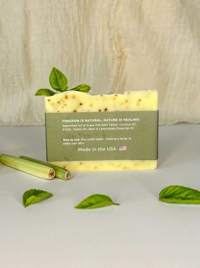 Basil & Lemongrass Tallow Soap Bar - Image 2