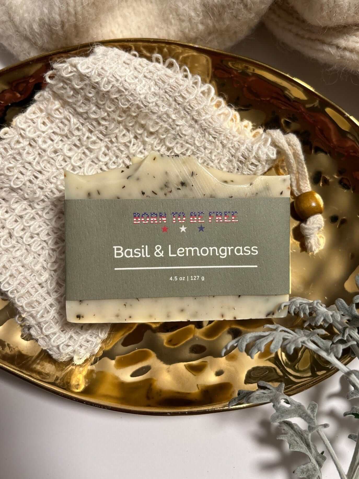 Basil & Lemongrass Tallow Soap Bar - Image 4