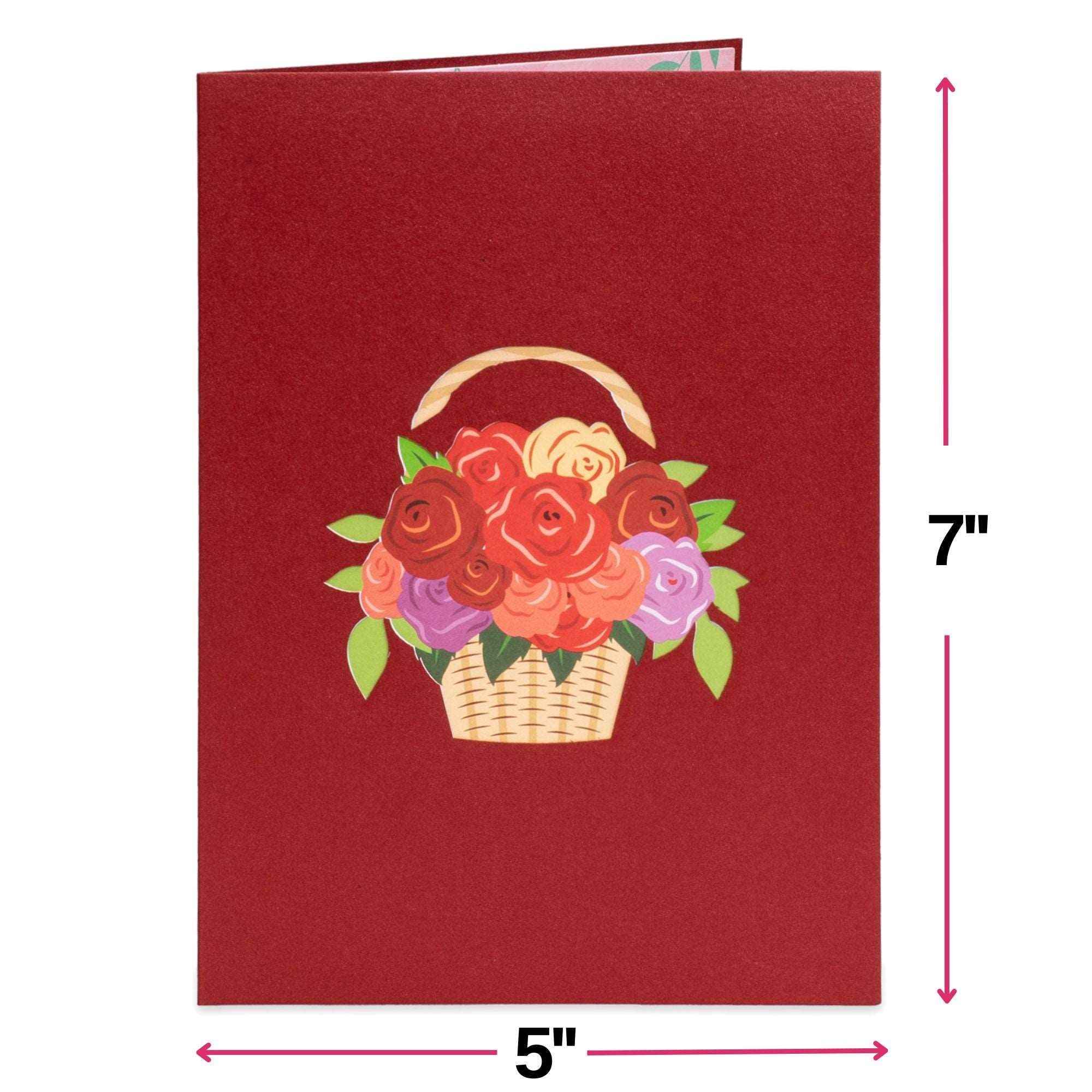 Basket of Roses Pop Up Card - 5"x7" - Image 2