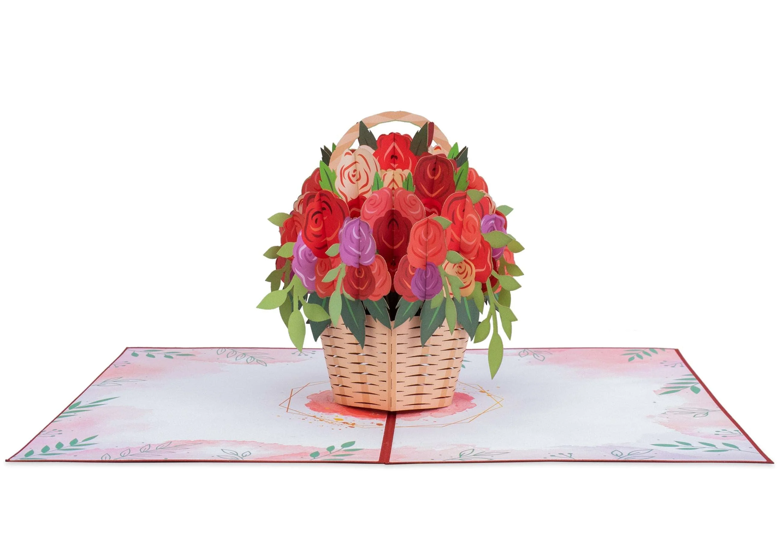 Basket of Roses Pop Up Card - 5"x7" - Image 3