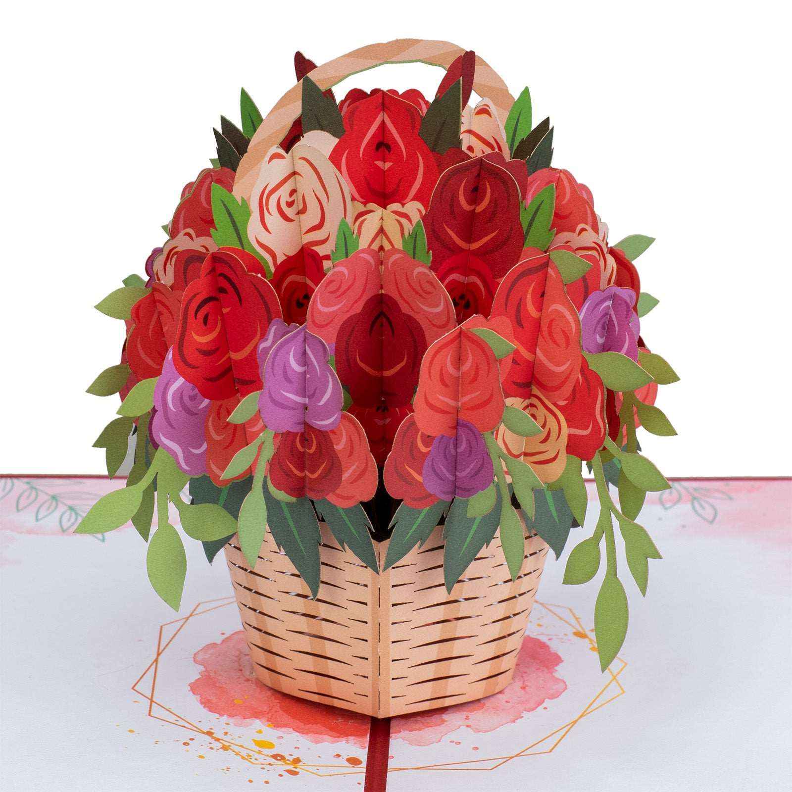 Basket of Roses Pop Up Card - 5"x7" - Image 4