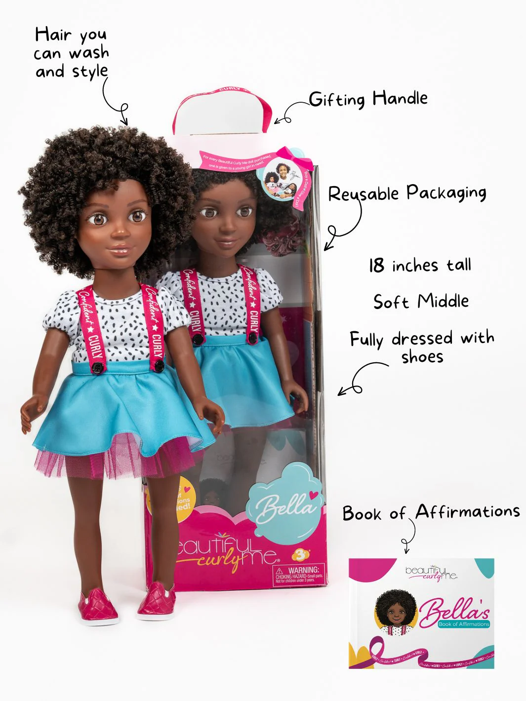 Beautiful Curly Me Bella – 18 inch Doll with Natural Curly Hair - Image 3