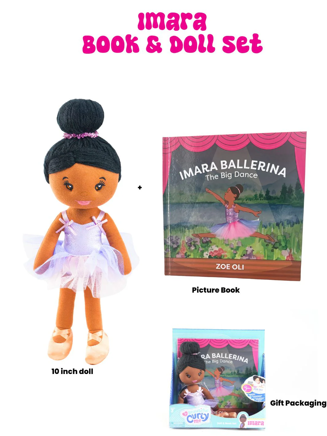 Beautiful Curly Me Imara Ballerina 10 inch Plush Doll & Storybook Set - Image 2
