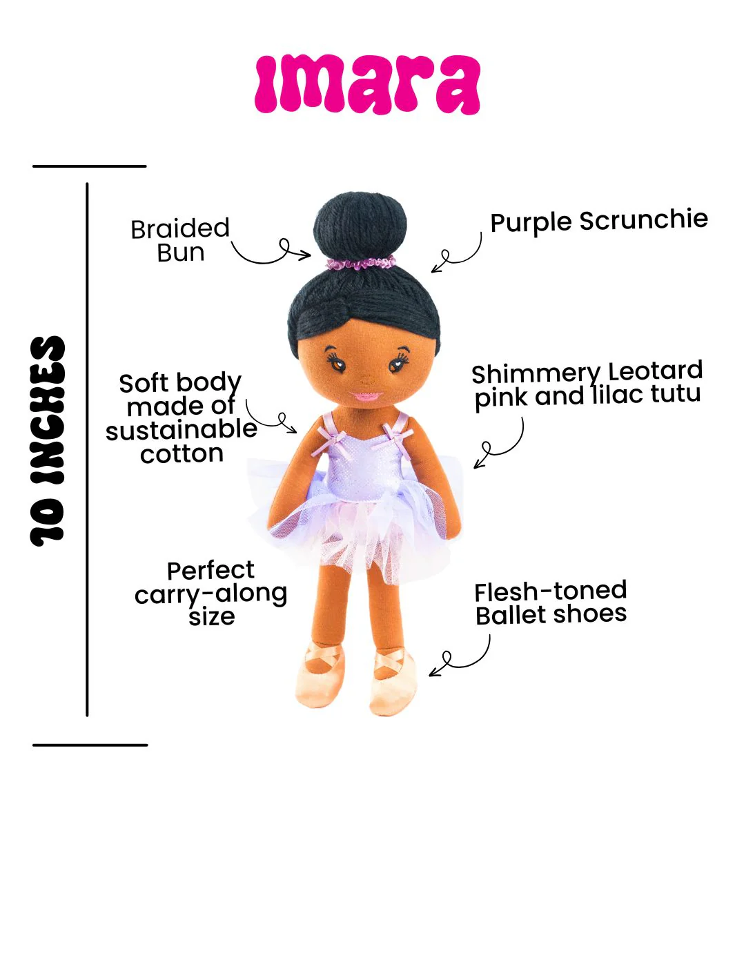Beautiful Curly Me Imara Ballerina 10 inch Plush Doll & Storybook Set - Image 4