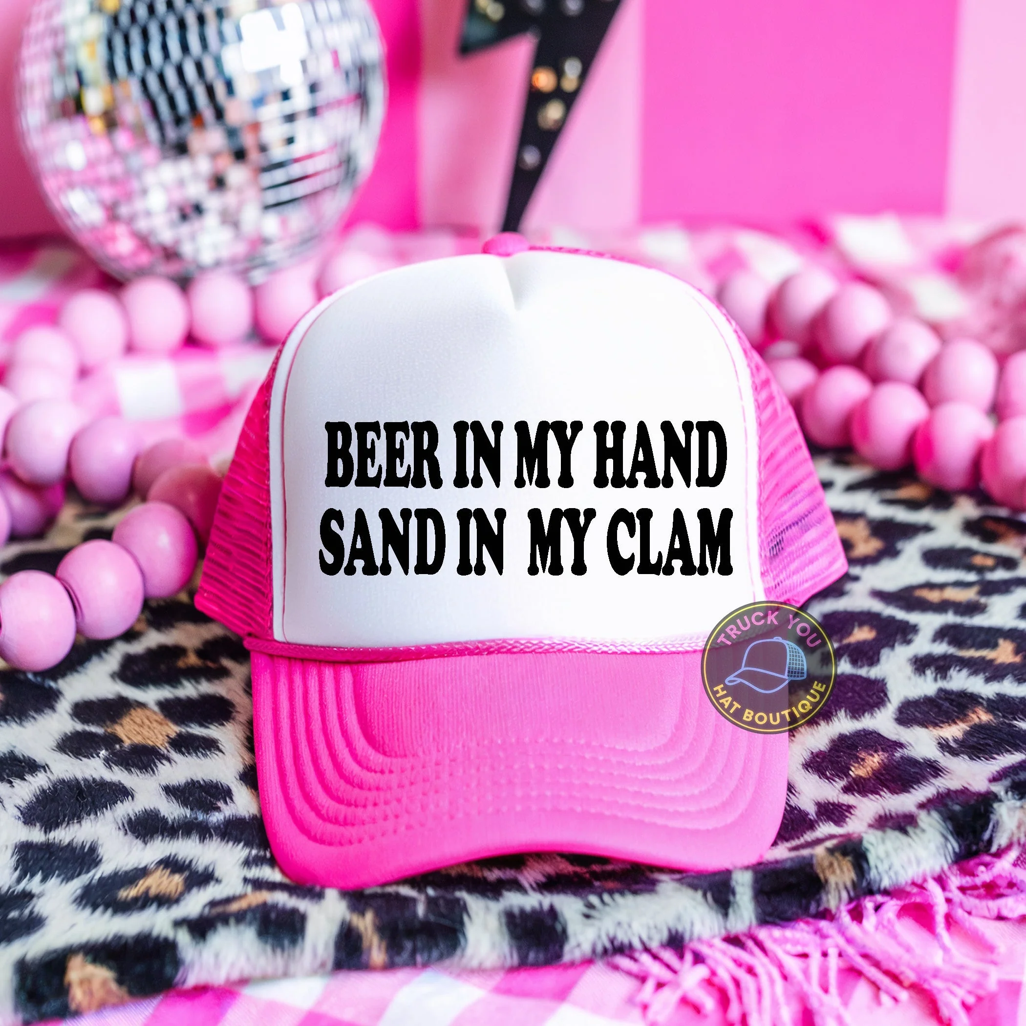 Beer in My Hand Sand in My Clam Adult Otto Foam Trucker Hat - Image 2